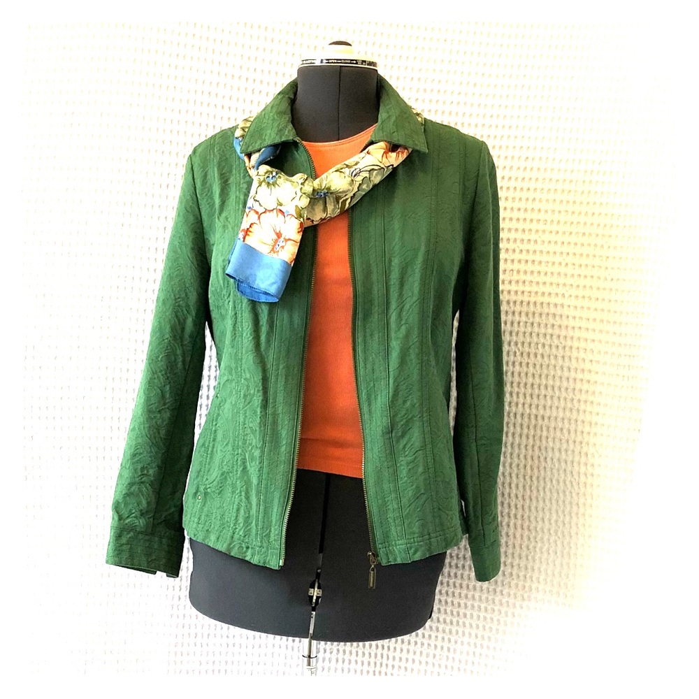 Coldwater Creek Cotton Green zippered jacket Sz 12